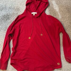 Michael Michael Kors Red Ribbed/Waffle Knit Pullover Hoodie